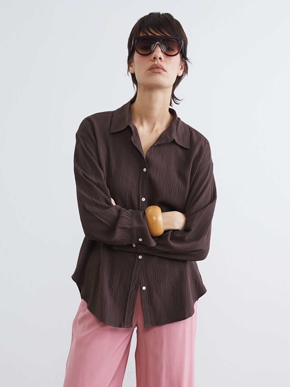 Textured Oversized Women's Shirt