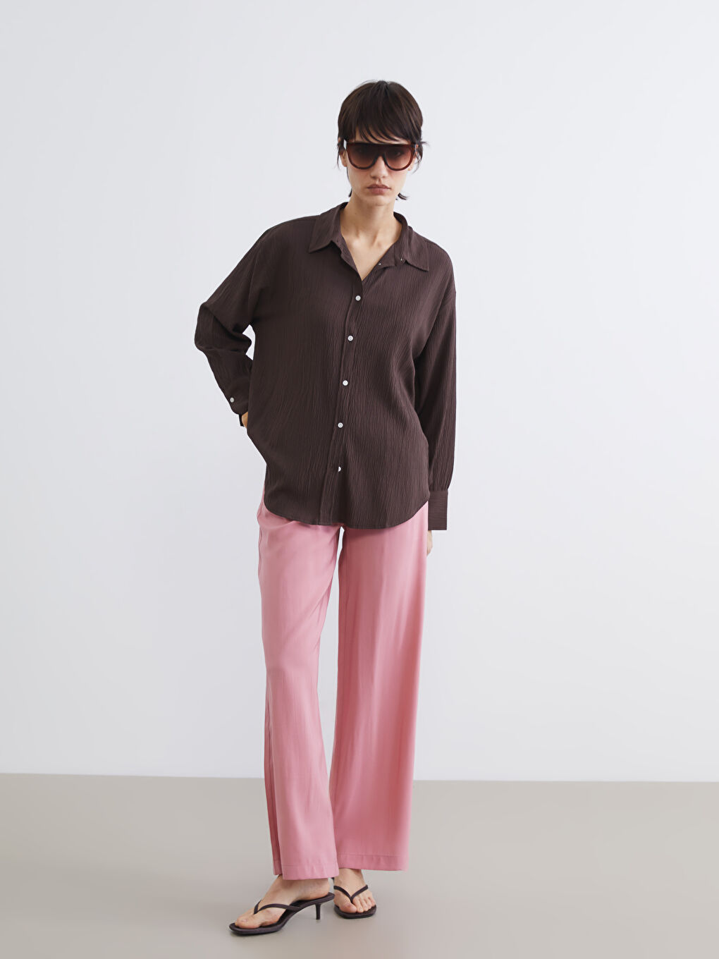 Textured Oversized Women's Shirt-1
