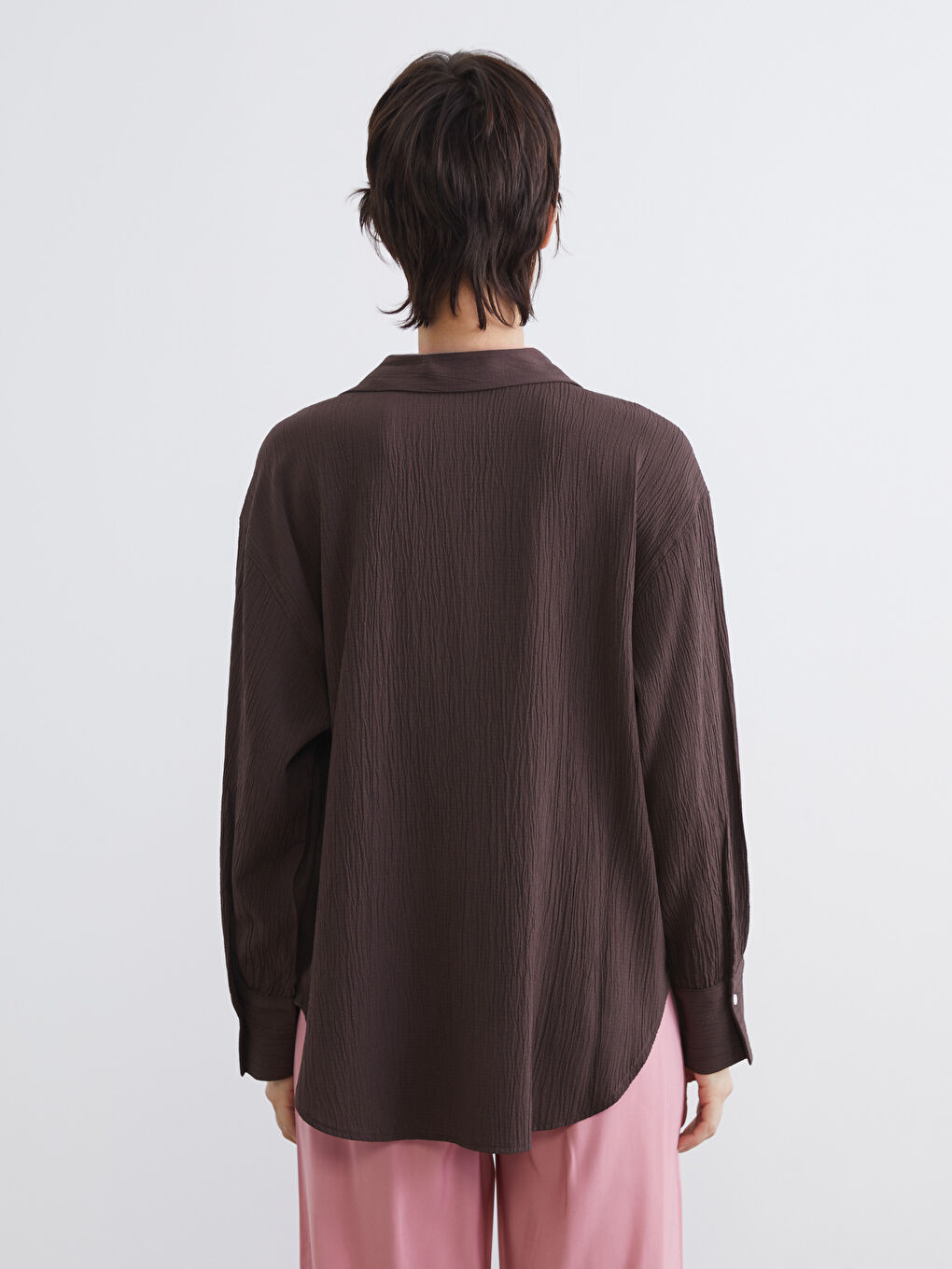 Textured Oversized Women's Shirt-3