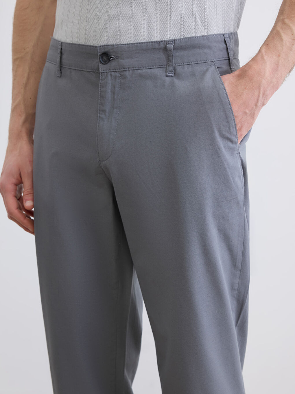 Gri Loose Fit Erkek Chino Pantolon-2