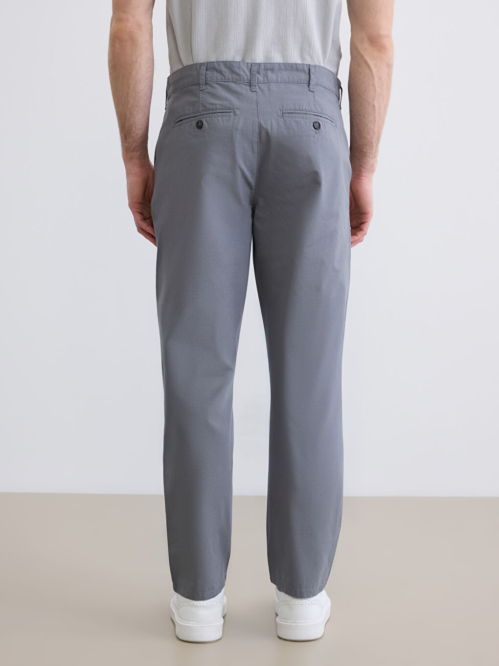 Gri Loose Fit Erkek Chino Pantolon-3