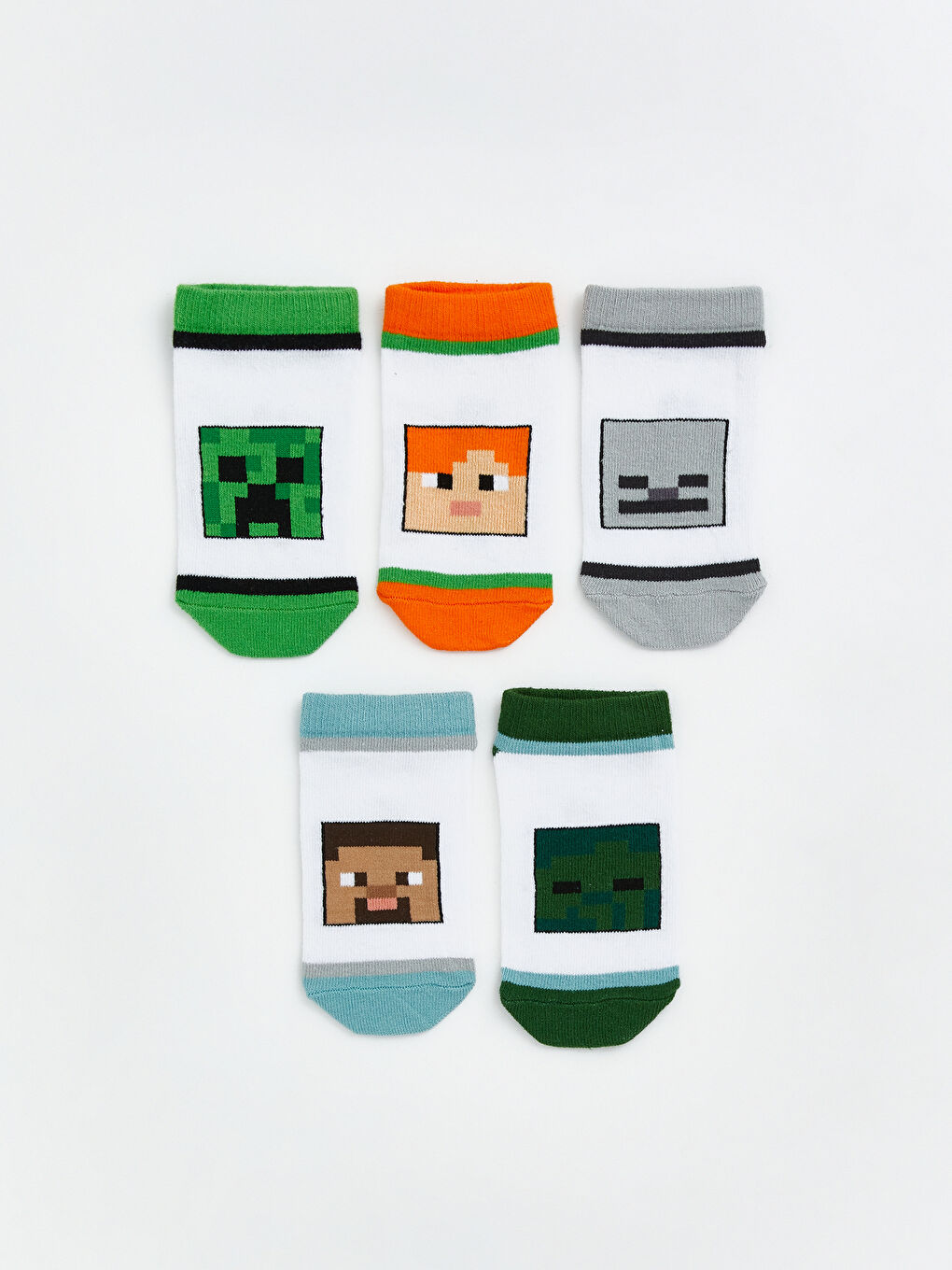 Karışık Minecraft Desenli Erkek Çocuk Patik Çorap 5'li