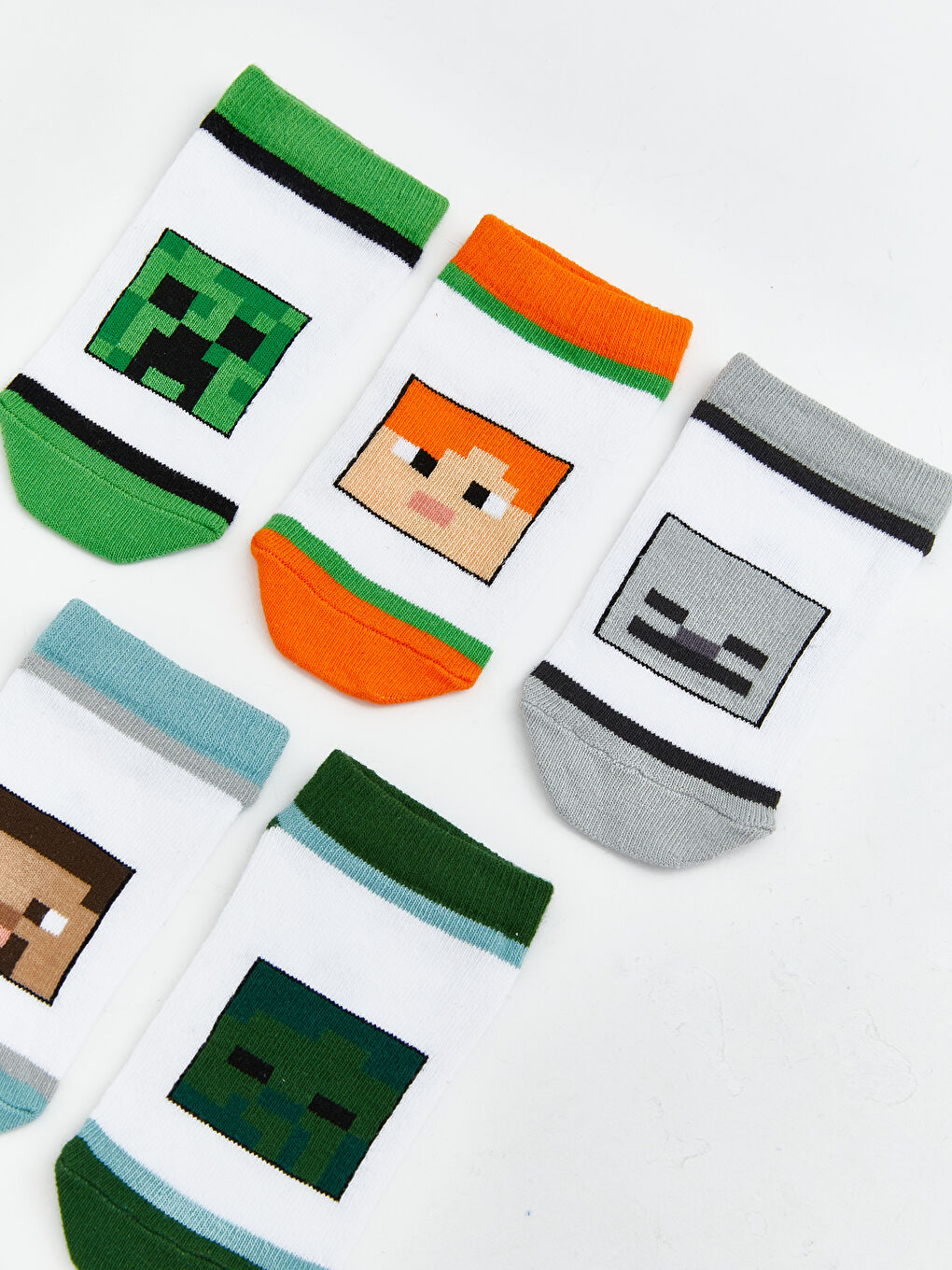 Karışık Minecraft Desenli Erkek Çocuk Patik Çorap 5'li-1