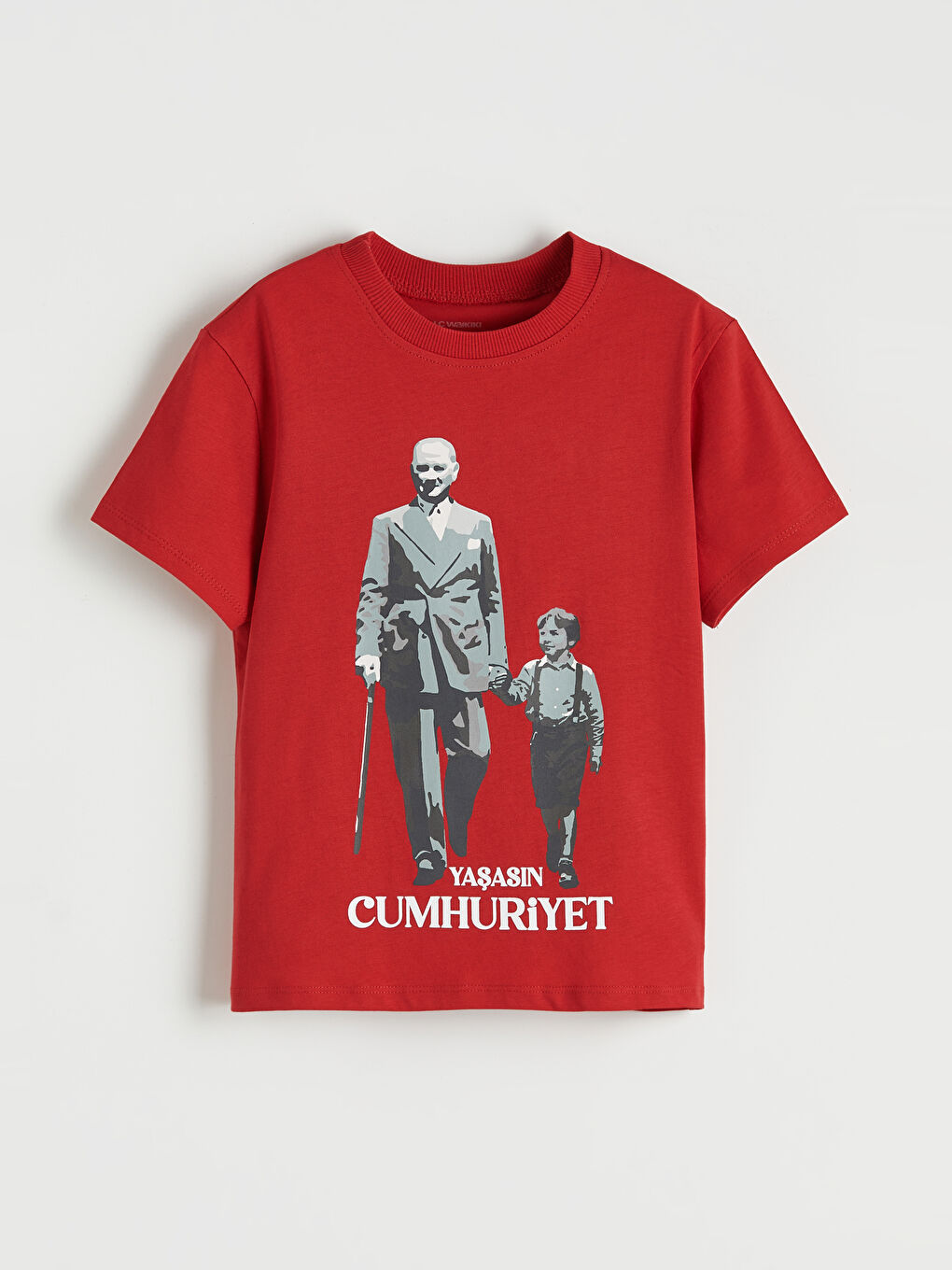Kırmızı Atatürk Baskılı Erkek Çocuk Tişört