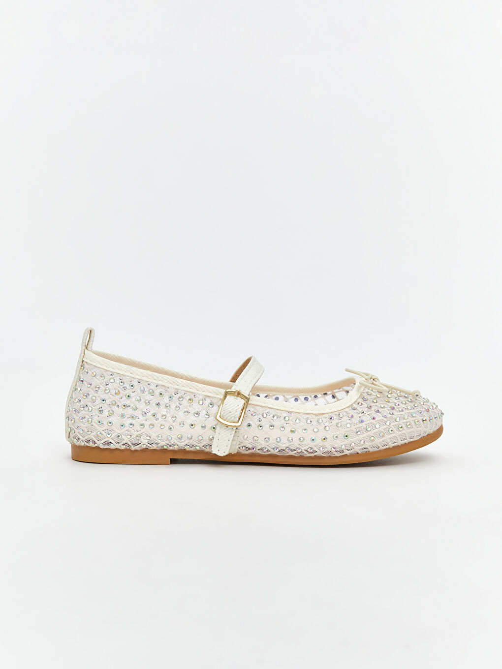 Ekru Fiyonk Detaylı Kız Çocuk Babet-1