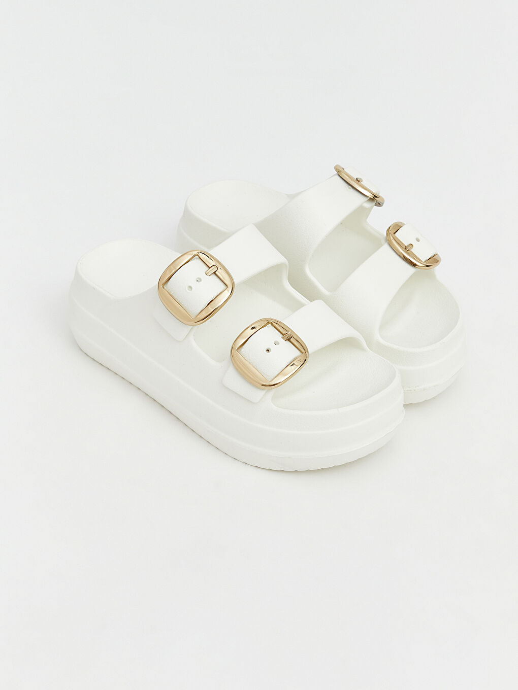 Ekru Çift Bantlı Kadın Terlik