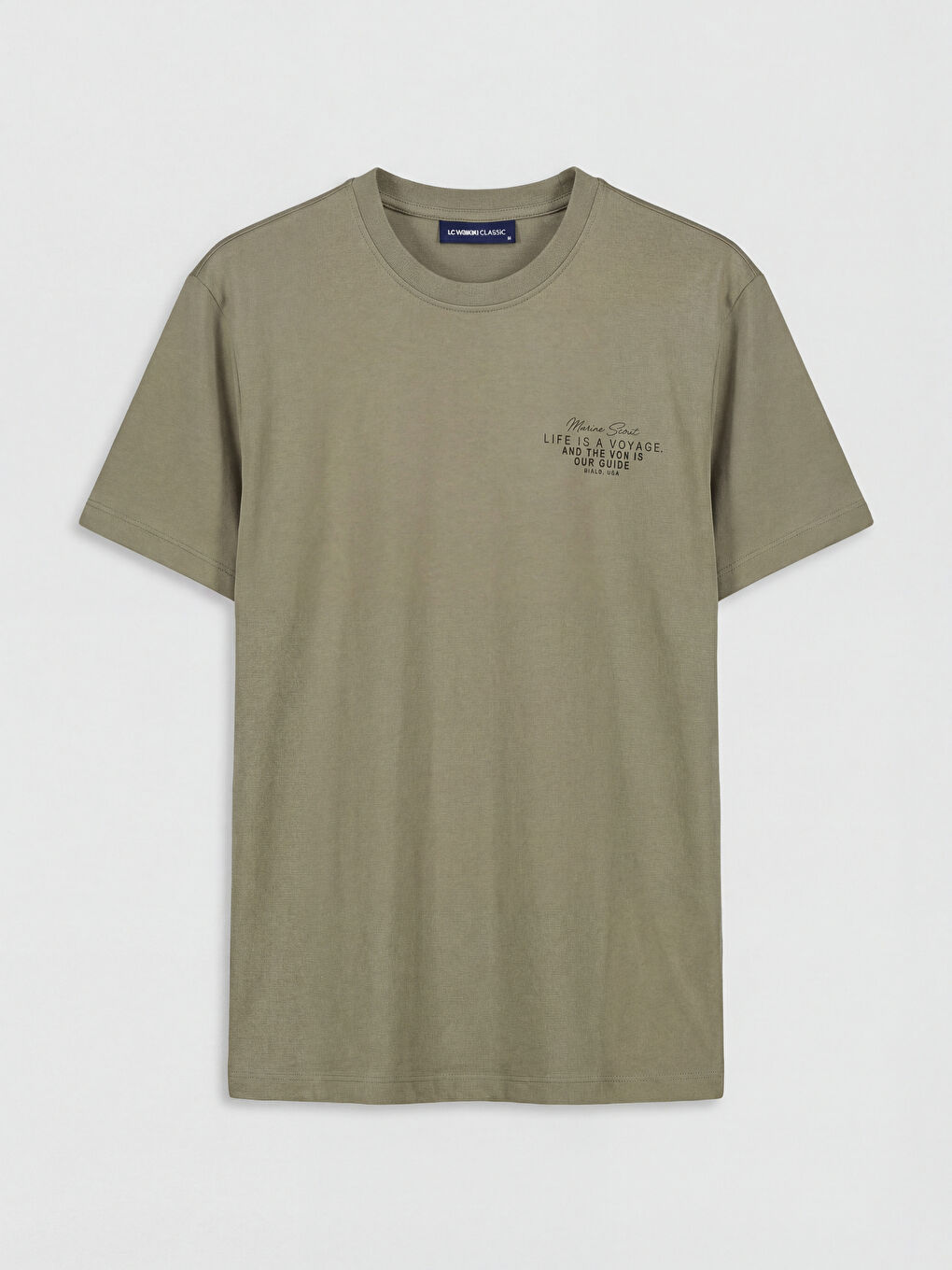 تي شيرت رجالي واسع مطبوع بياقة دائرية-4