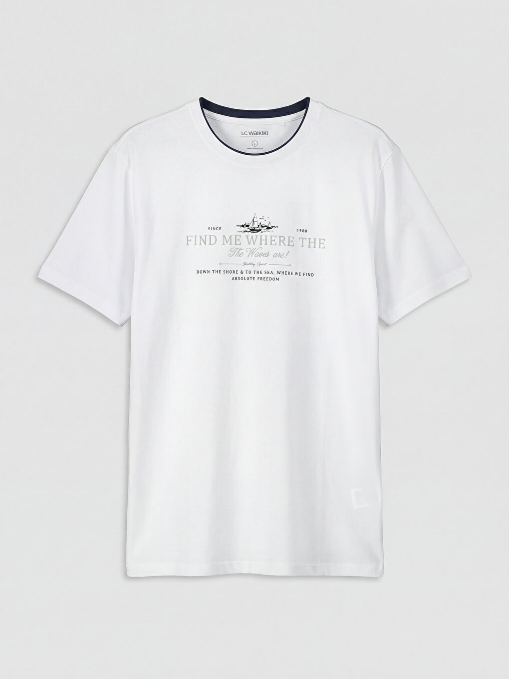 تي شيرت رجالي محبوك مطبوع بياقة دائرية-4