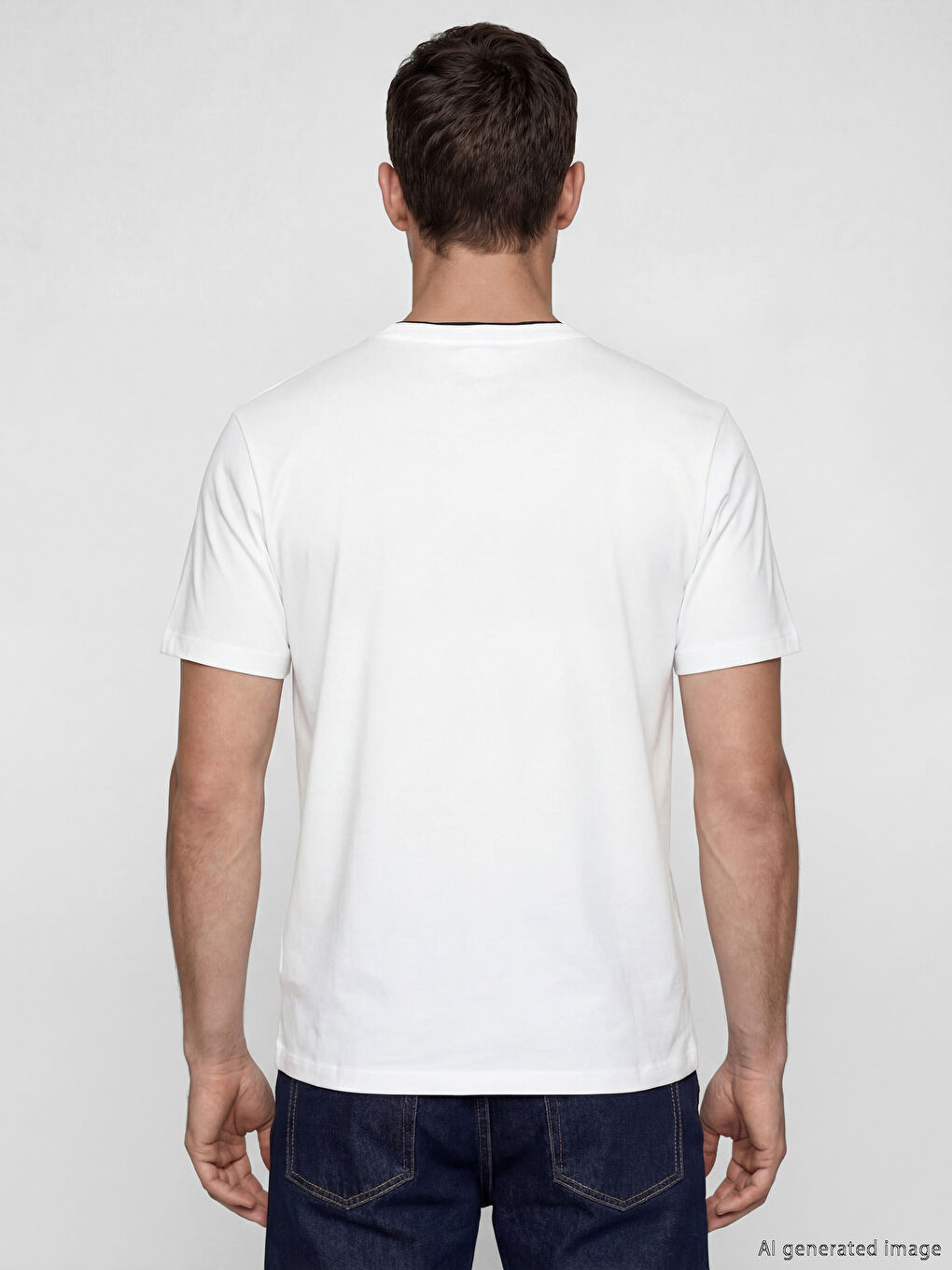 تي شيرت رجالي محبوك مطبوع بياقة دائرية-3