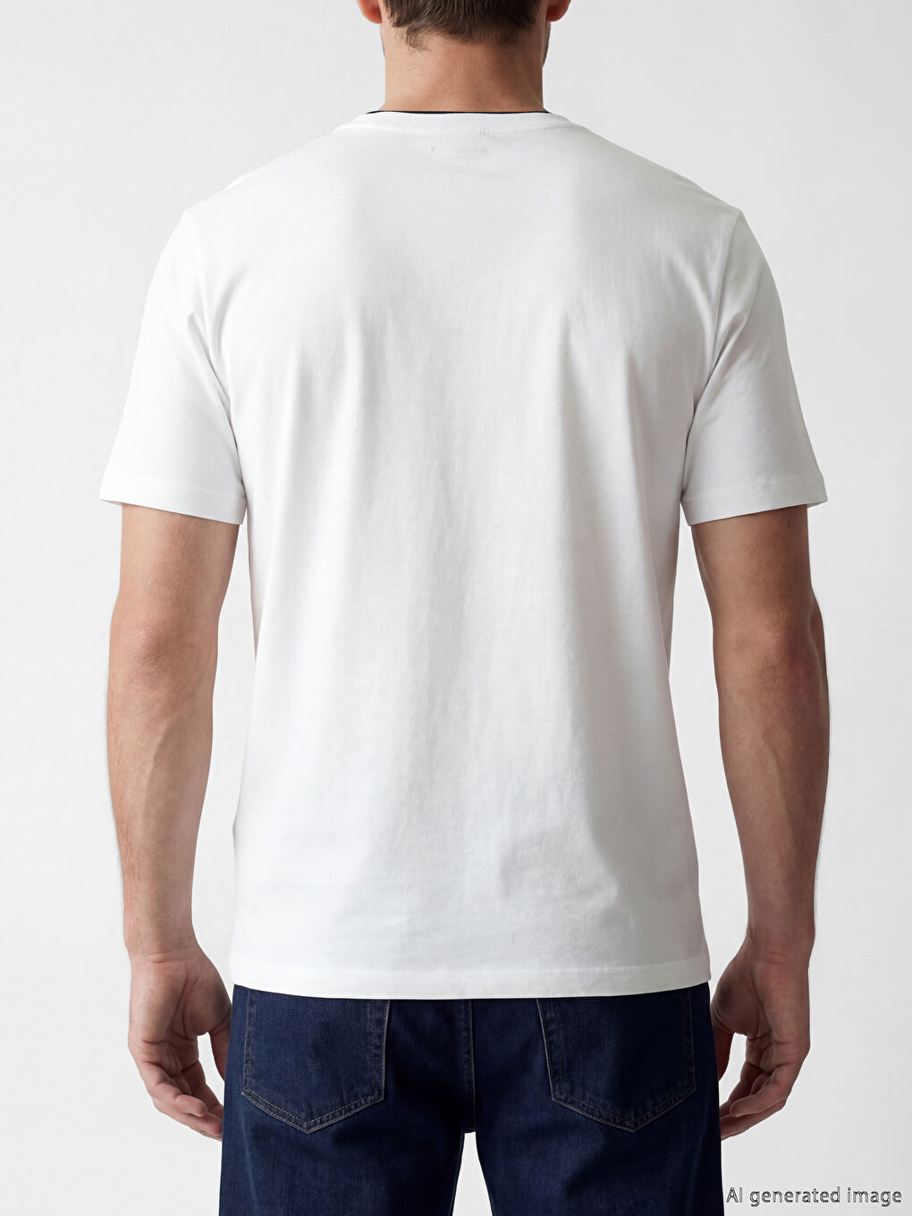 تي شيرت رجالي محبوك مطبوع بياقة دائرية-3