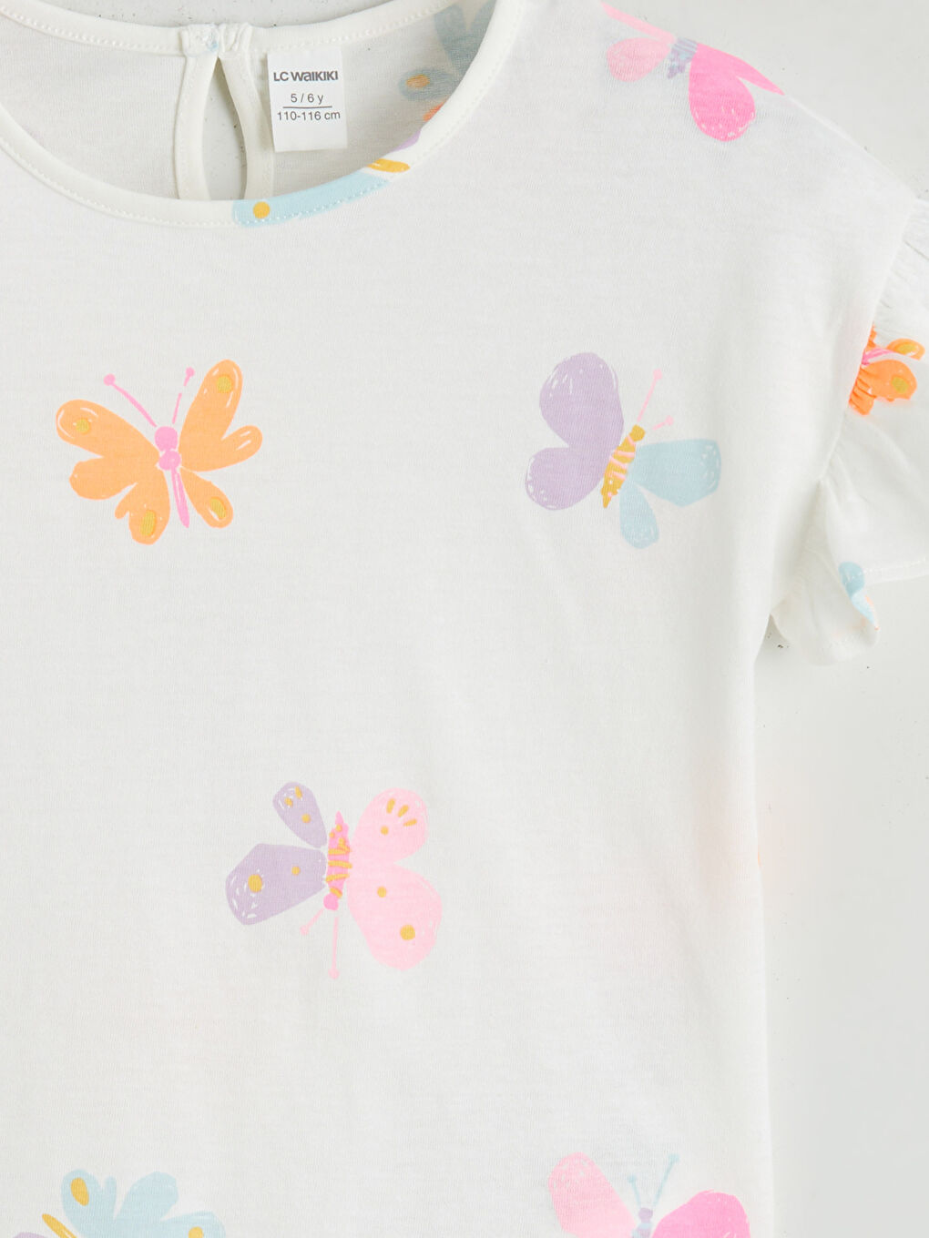 Butterfly-Print Jersey Blouse and Leggings Set for Girls-5