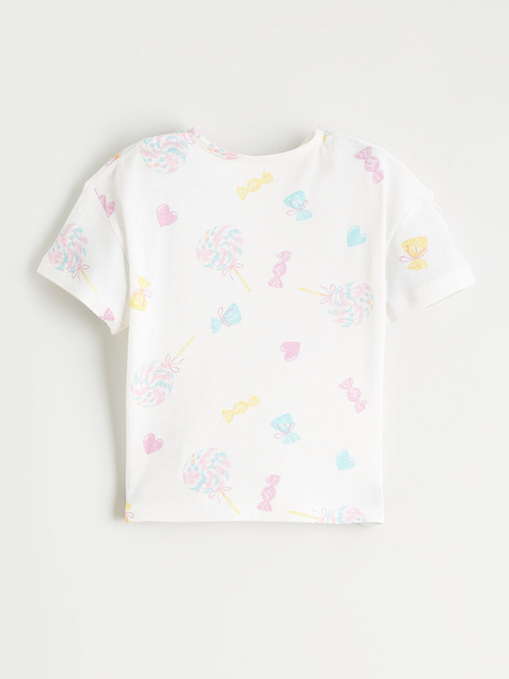 Girls' Crew Neck Printed T-shirt and Shorts Set-2