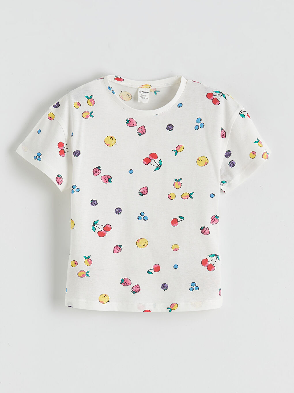 Girls' Crew Neck Printed T-shirt and Shorts Set-1