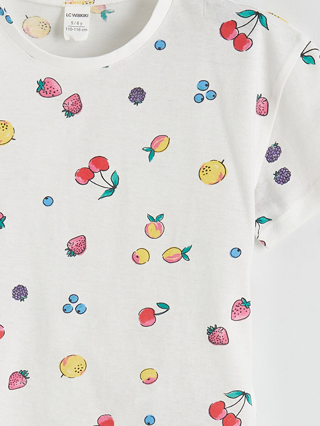 Girls' Crew Neck Printed T-shirt and Shorts Set-5