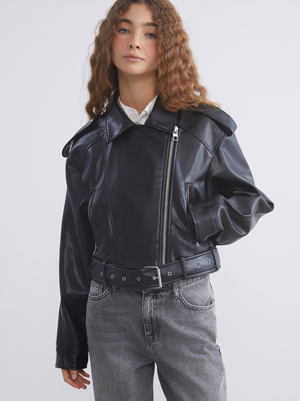 Woman BLACK Faux Leather Jacket