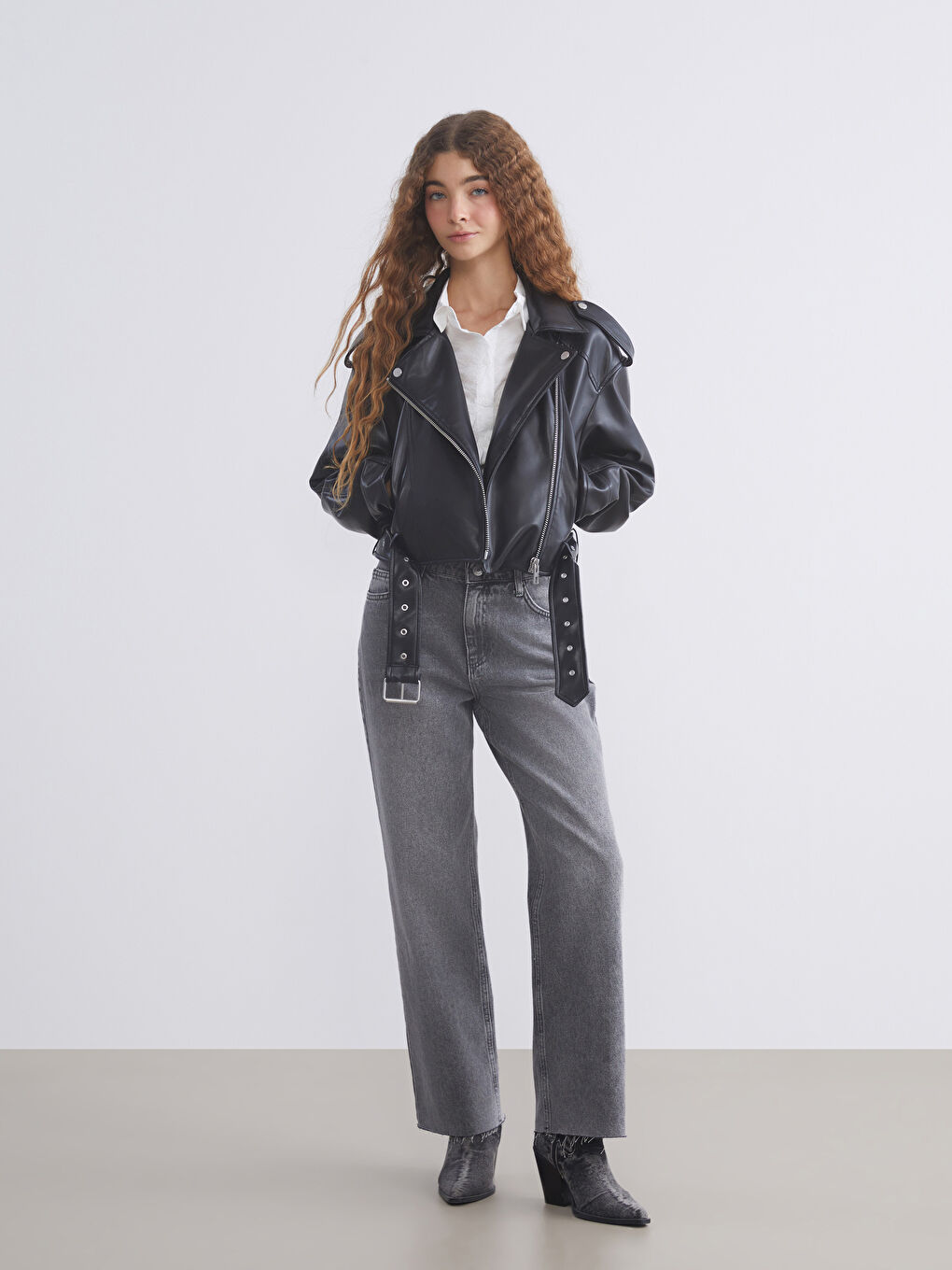 Woman BLACK Faux Leather Jacket-1