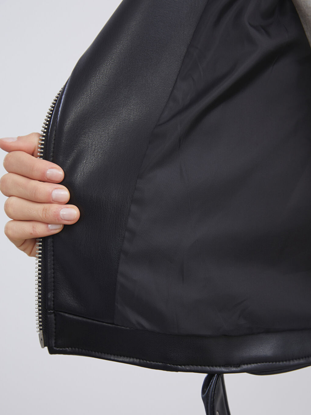 Woman BLACK Faux Leather Jacket-3