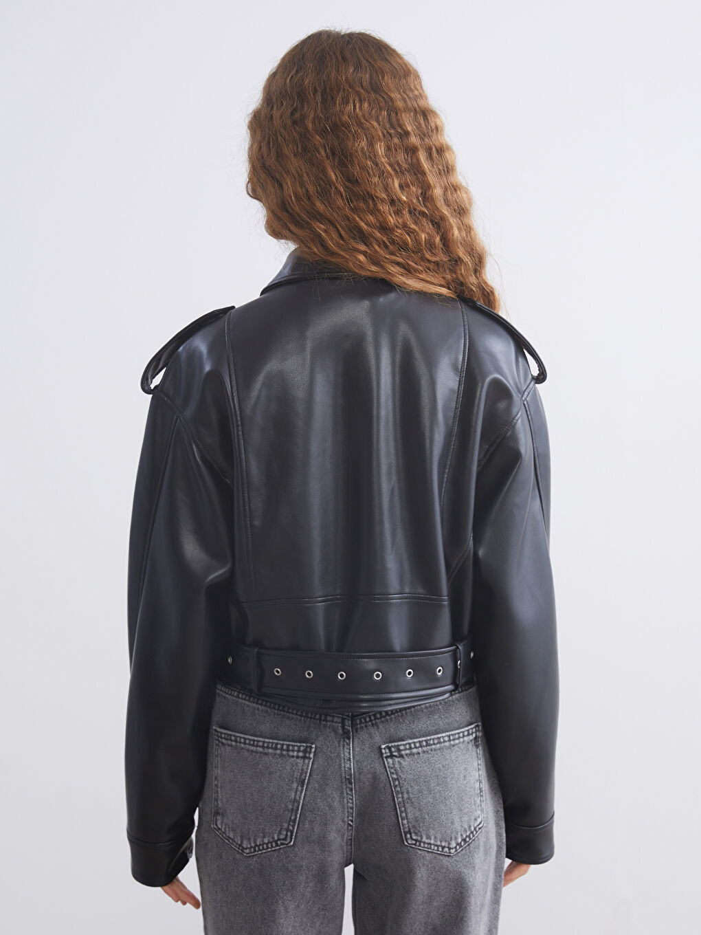 Woman BLACK Faux Leather Jacket-4