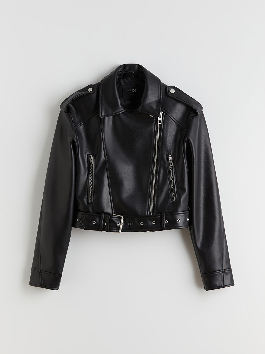 Woman BLACK Faux Leather Jacket-5