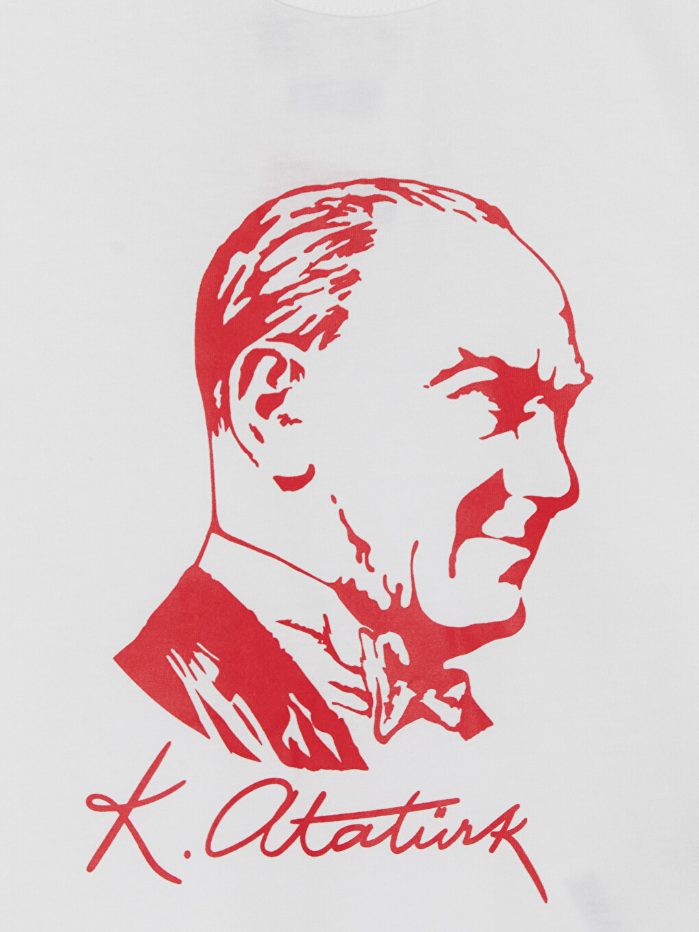 Beyaz Bisiklet Yaka Atatürk Baskılı Kız Çocuk Tişört-2