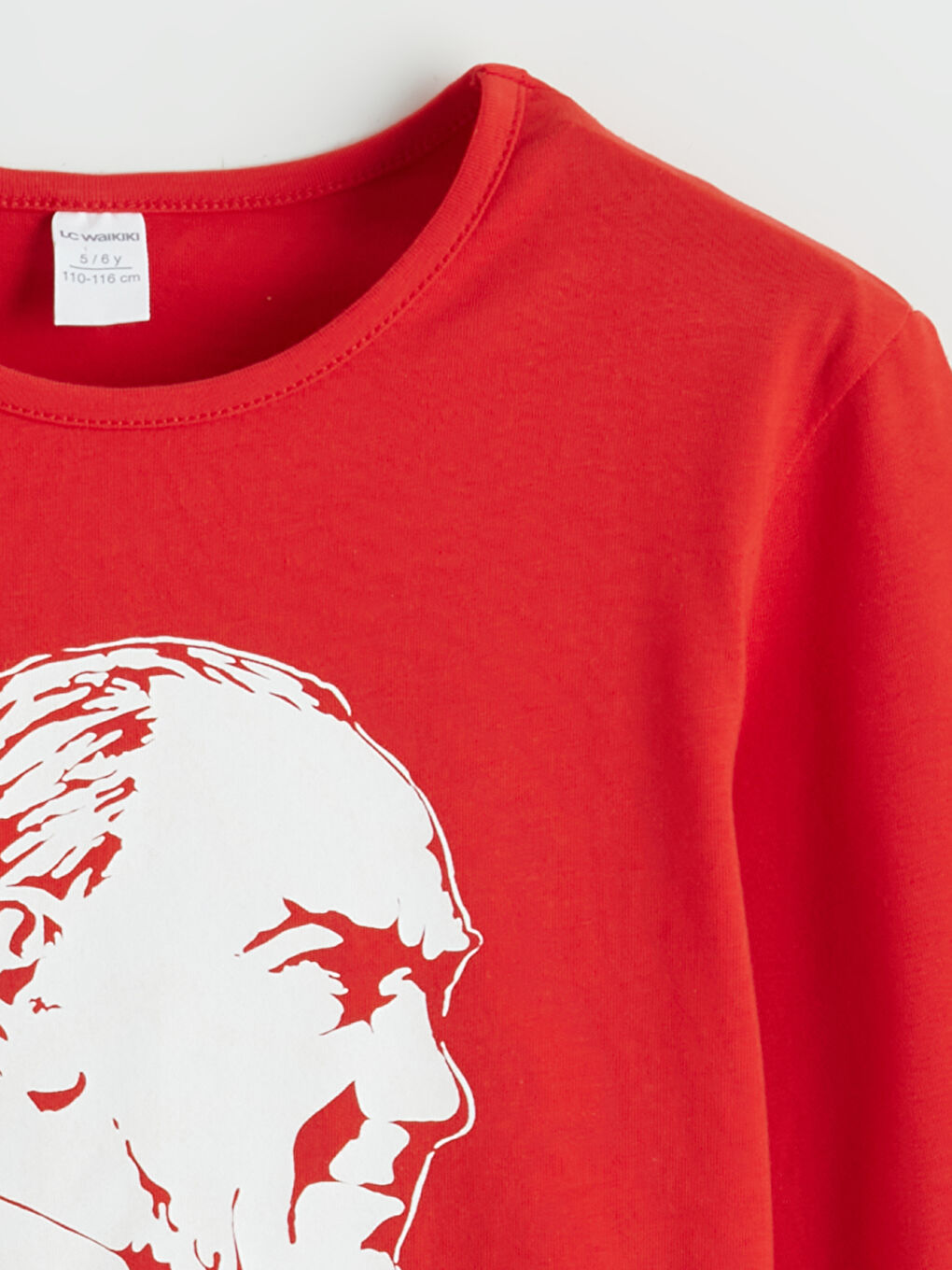 Kırmızı Bisiklet Yaka Atatürk Baskılı Kız Çocuk Tişört-2