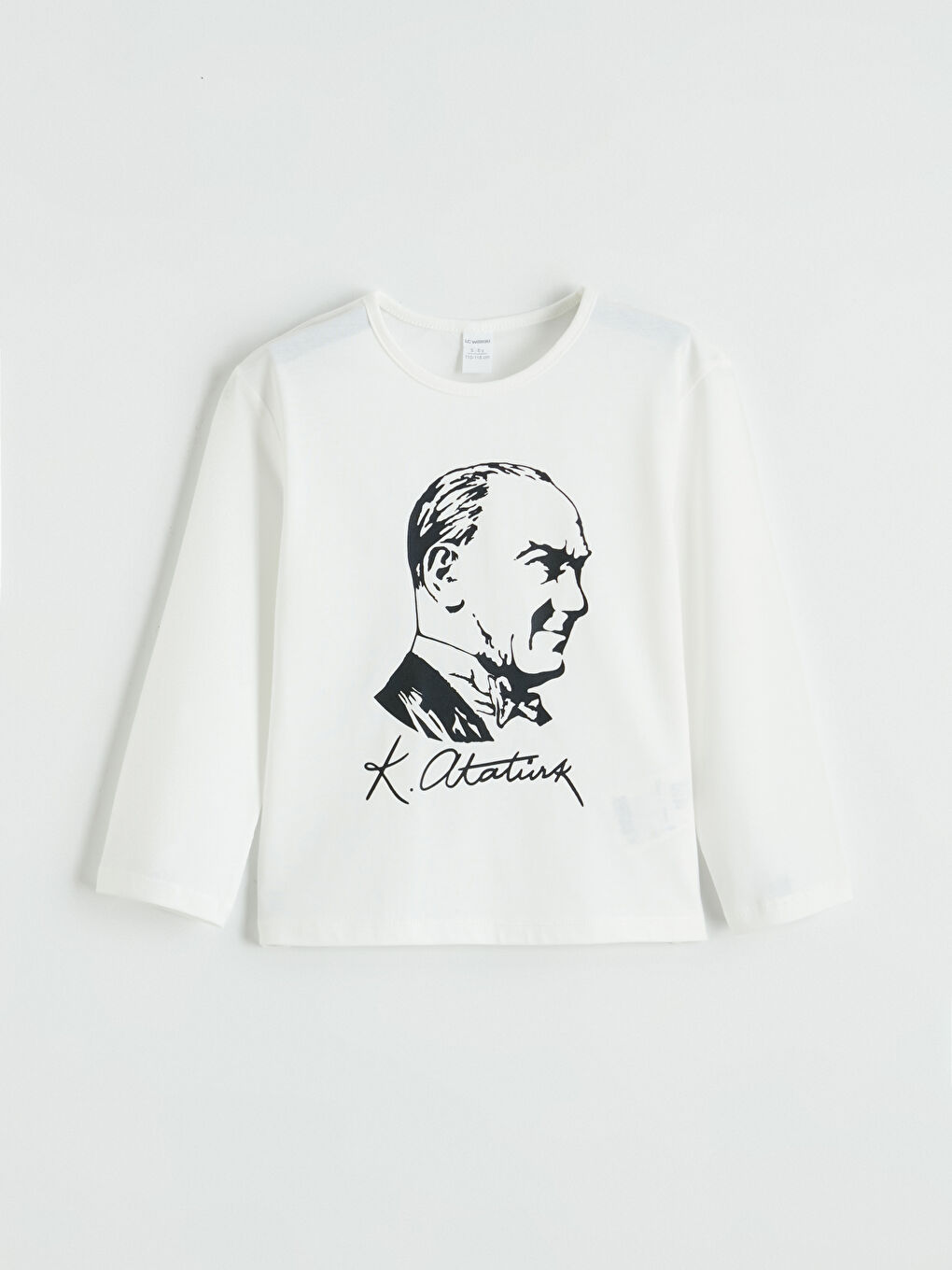 Ekru Atatürk Baskılı Kız Çocuk Tişört-1