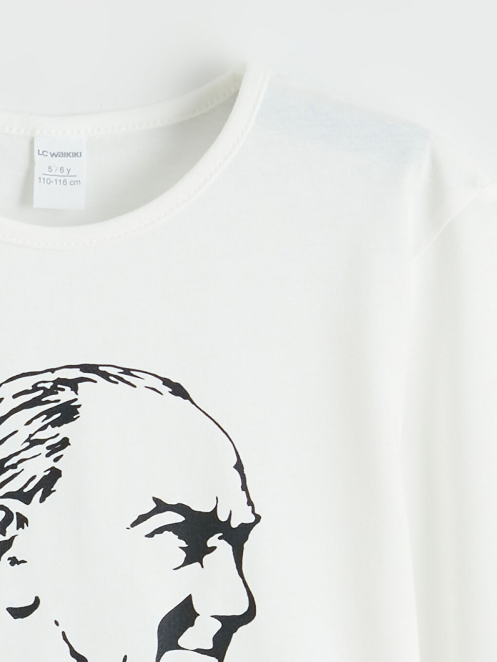 Ekru Atatürk Baskılı Kız Çocuk Tişört-2