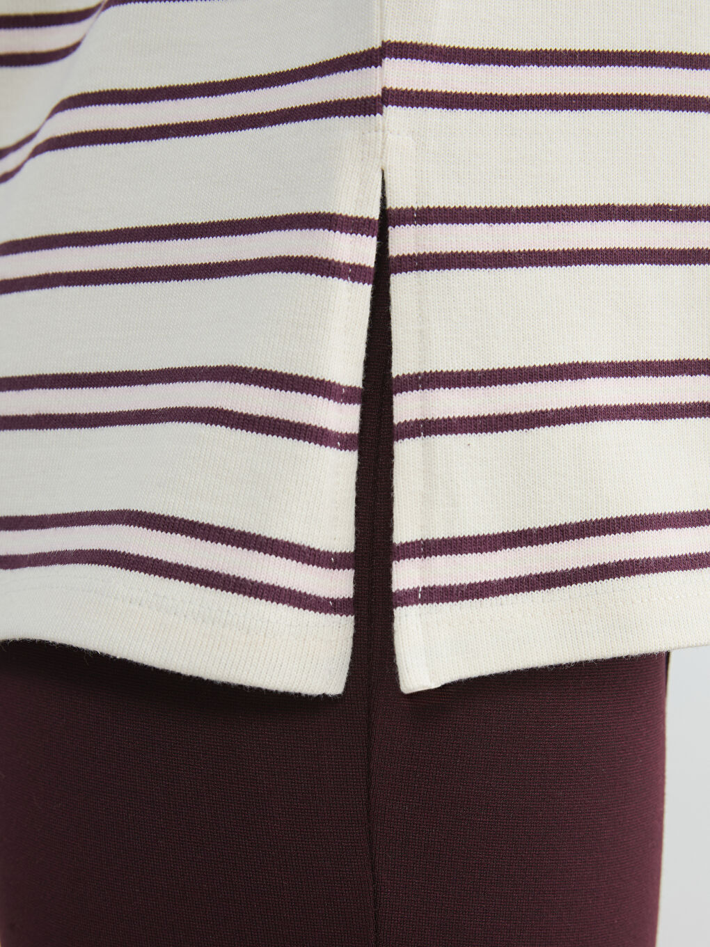 жолақты поло жағасы әйелдер футболкасы-2