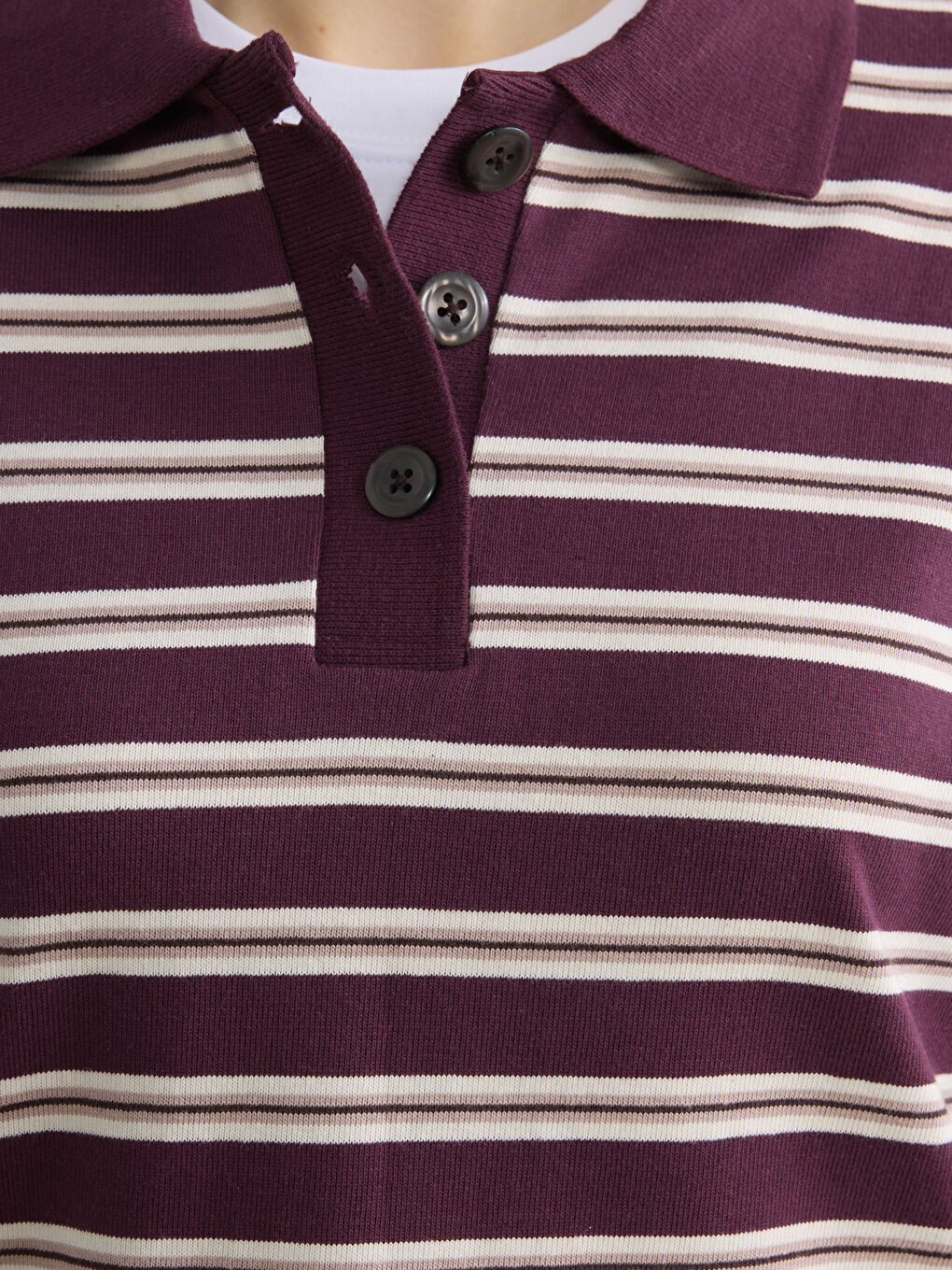 Поло жағалы жолақты әйелдер футболкасы-2