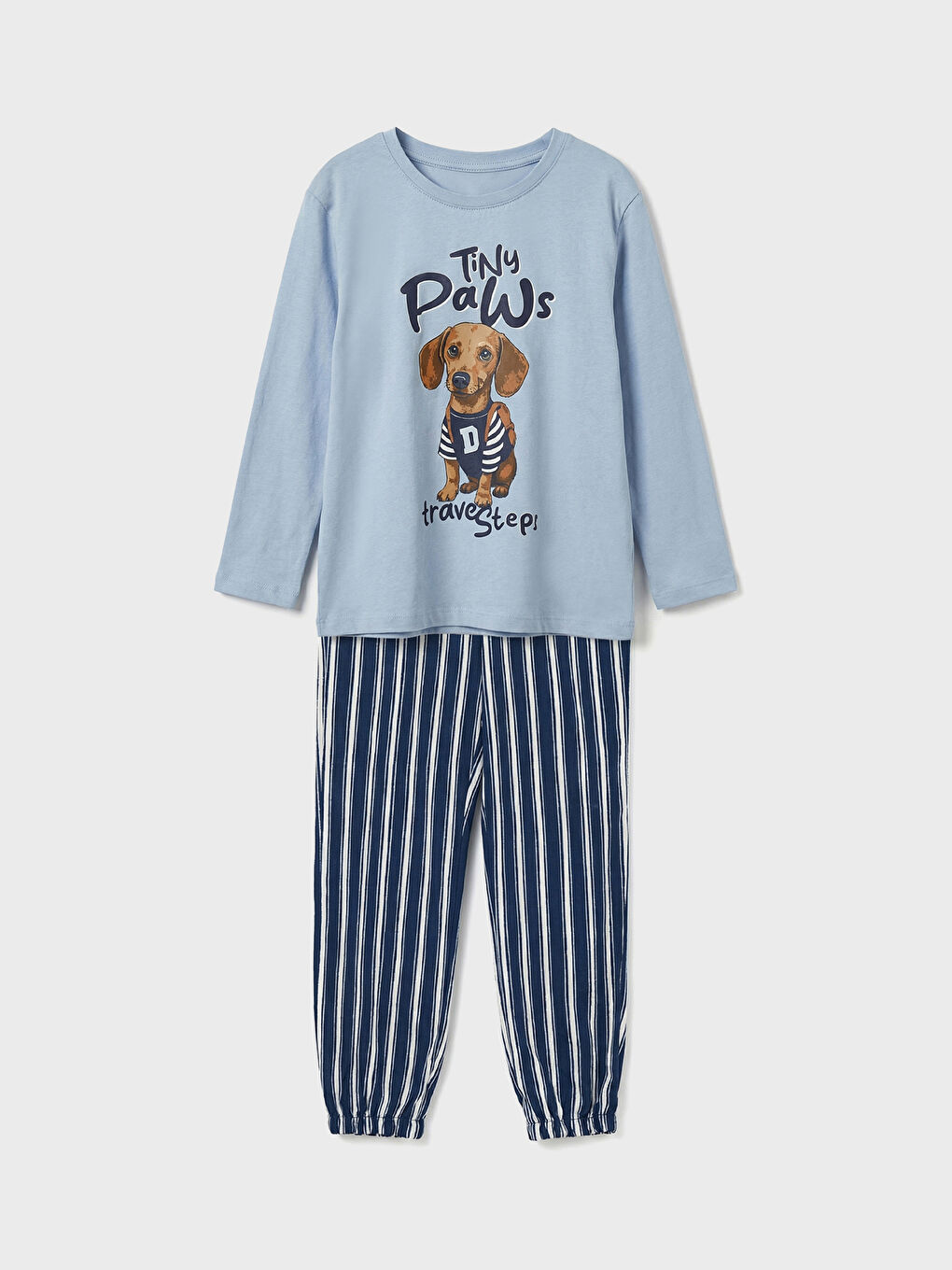 Mavi Baskılı Erkek Çocuk Pijama Takımı