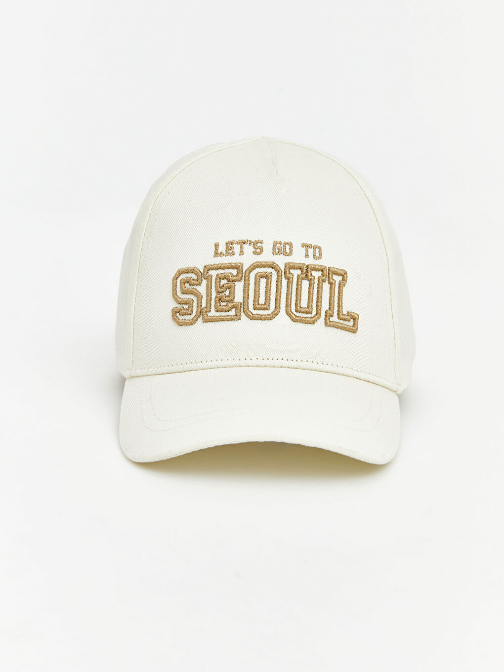 Bej Yazı Nakışlı Erkek Bebek Kep Şapka	