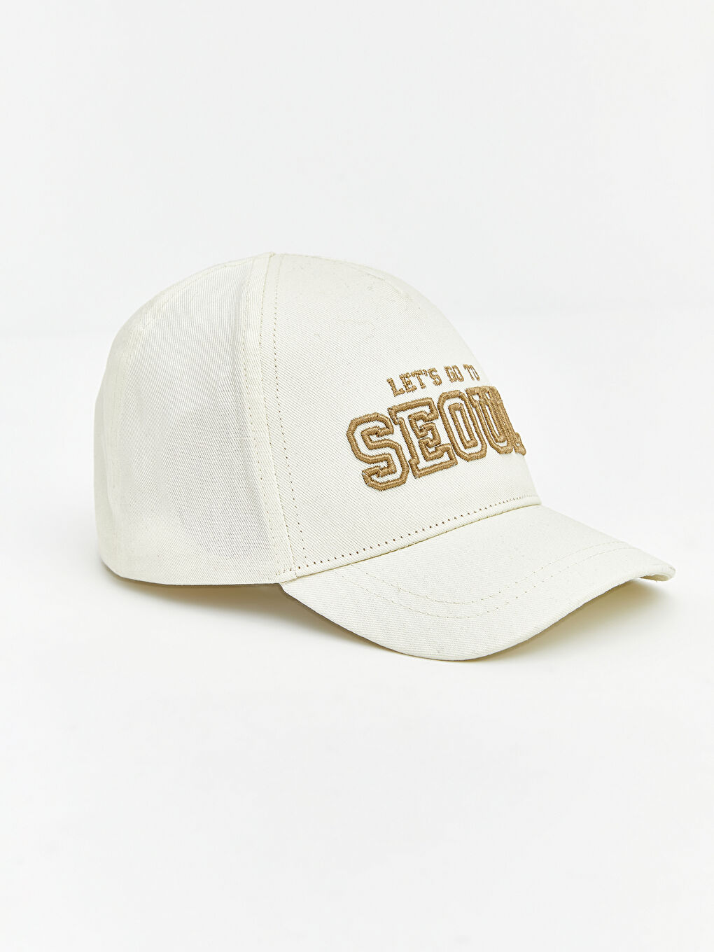 Bej Yazı Nakışlı Erkek Bebek Kep Şapka	-1