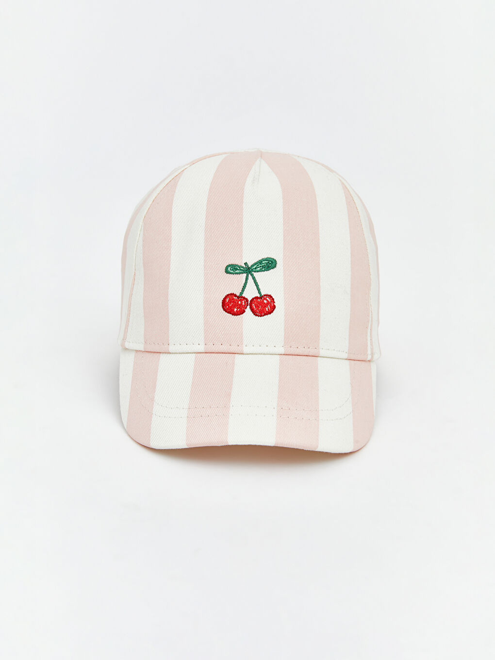 Pembe Kiraz Nakışlı Kız Bebek Kep Şapka 