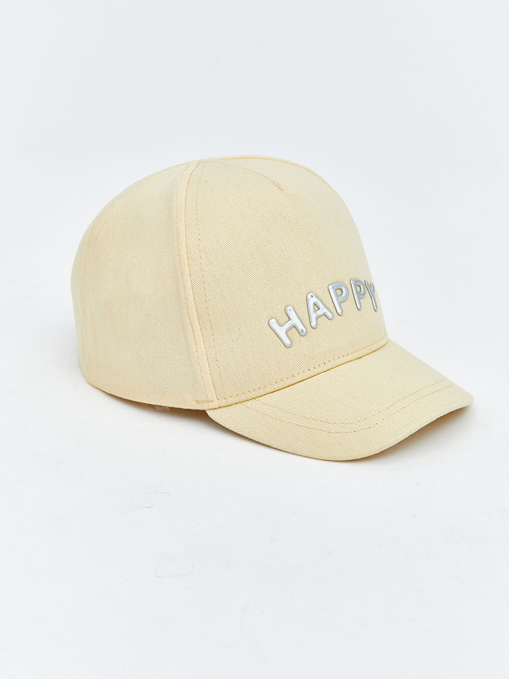 Bej Yazı Nakışlı Kız Bebek Kep Şapka -1