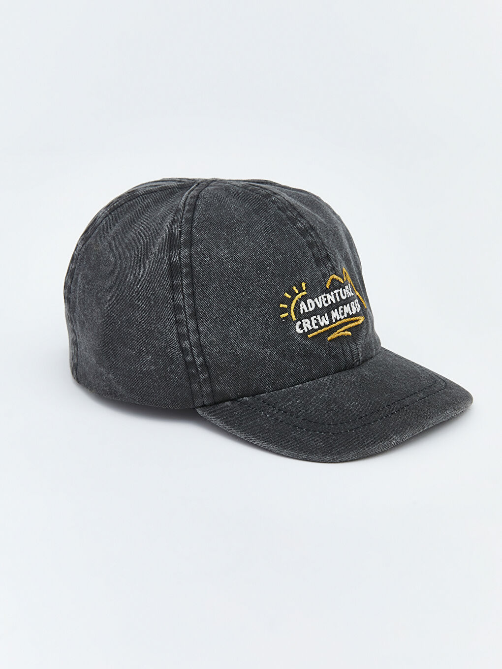 Gri Yazı Nakışlı Erkek Bebek Kep Şapka -1