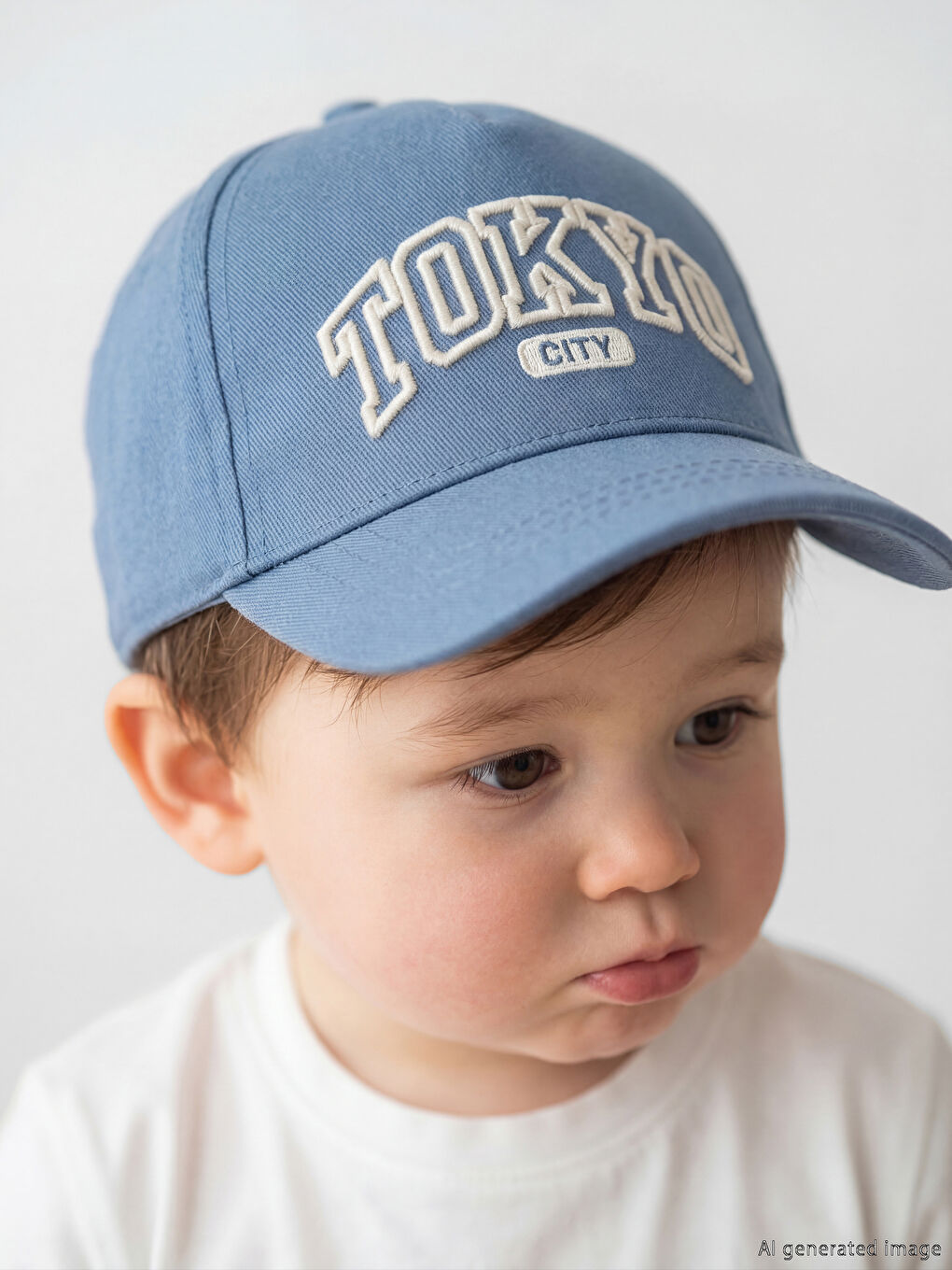 Mavi Tokyo Nakışlı Erkek Bebek Kep Şapka 