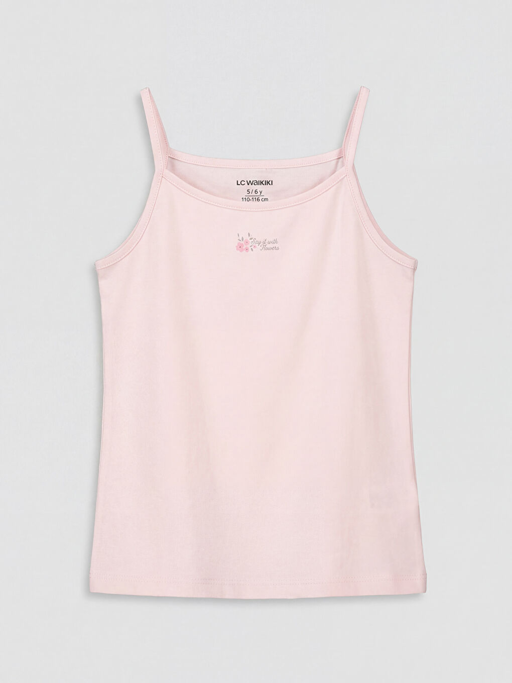 Beyaz Çiçekli Askılı Kız Çocuk İç Giyim Atlet 2'li-1