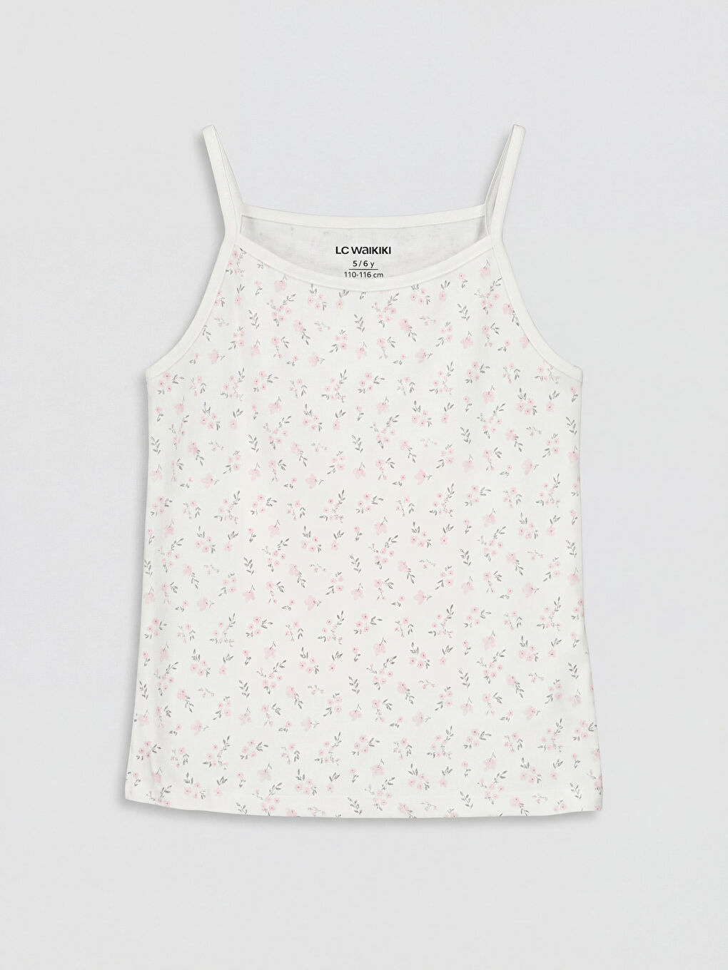 Beyaz Çiçekli Askılı Kız Çocuk İç Giyim Atlet 2'li-3