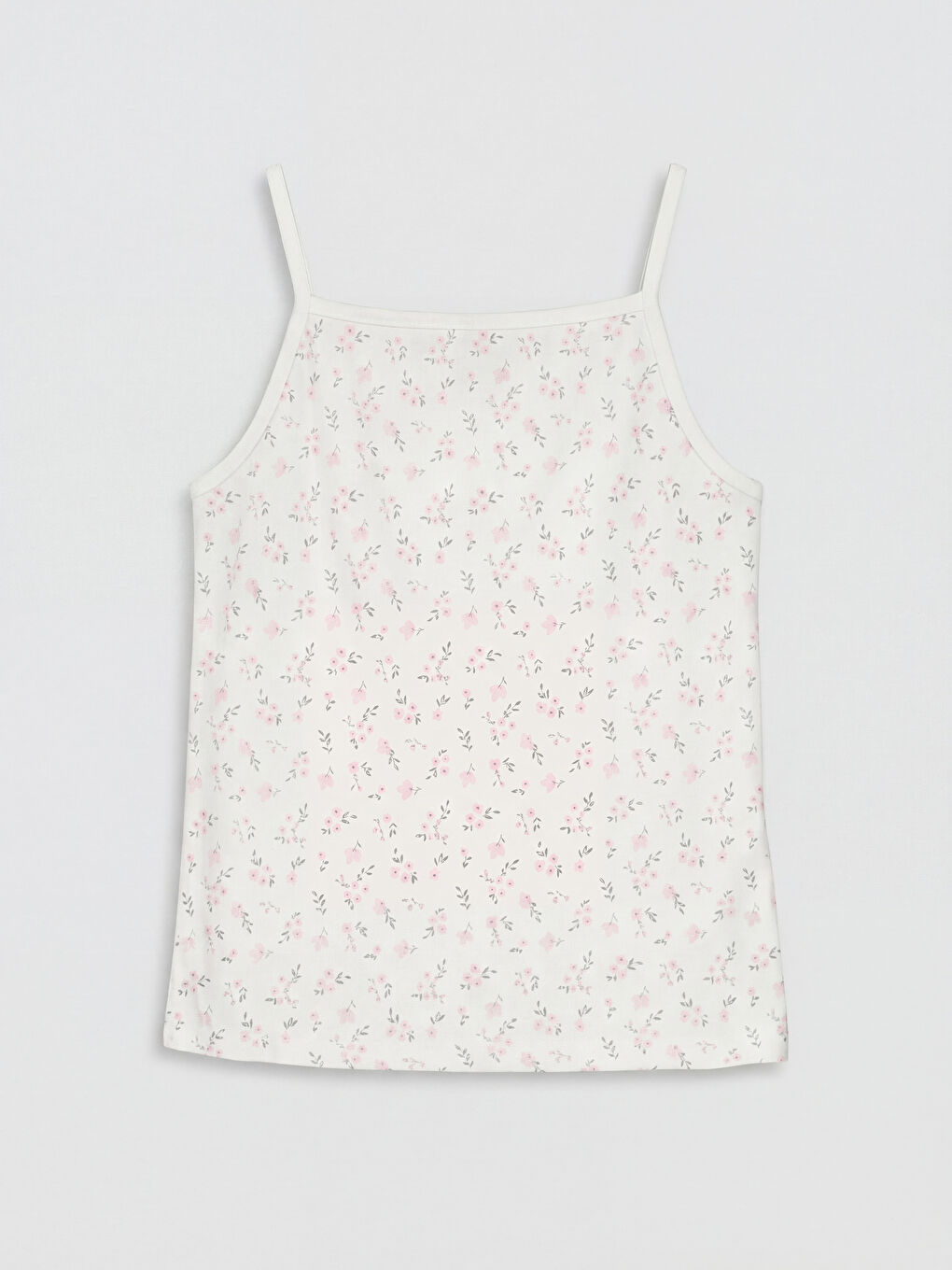 Beyaz Çiçekli Askılı Kız Çocuk İç Giyim Atlet 2'li-4