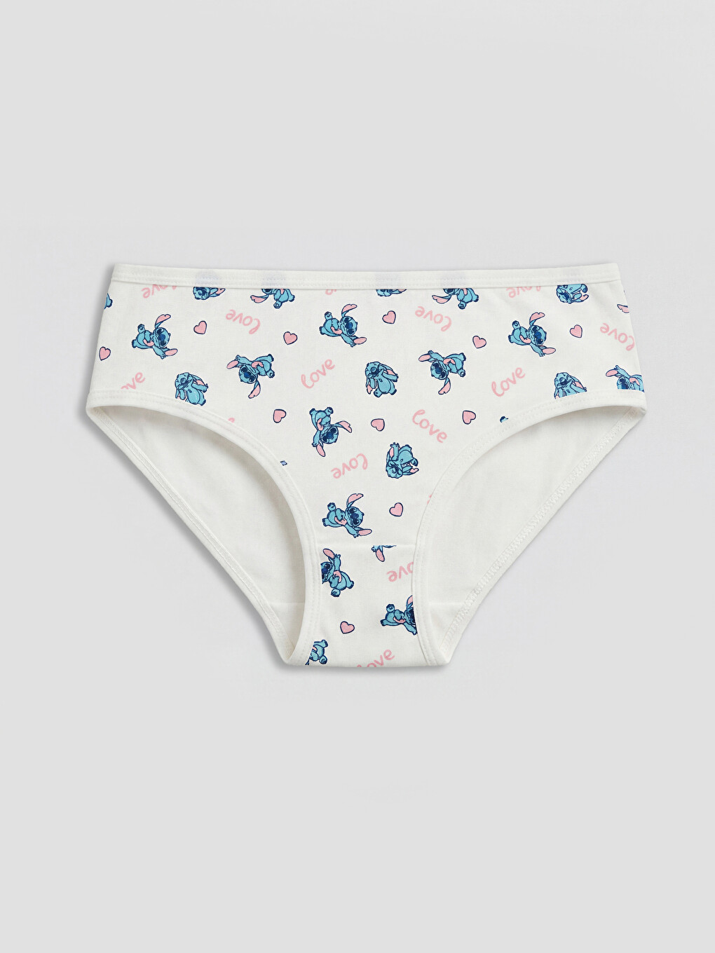 Beyaz Stitch Baskılı Kız Çocuk Külot
