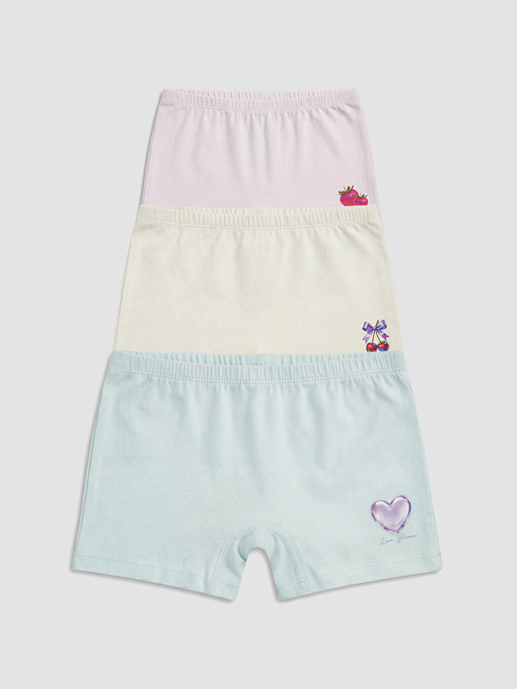 Ekru Baskılı Kız Çocuk Boxer 3'lü-1