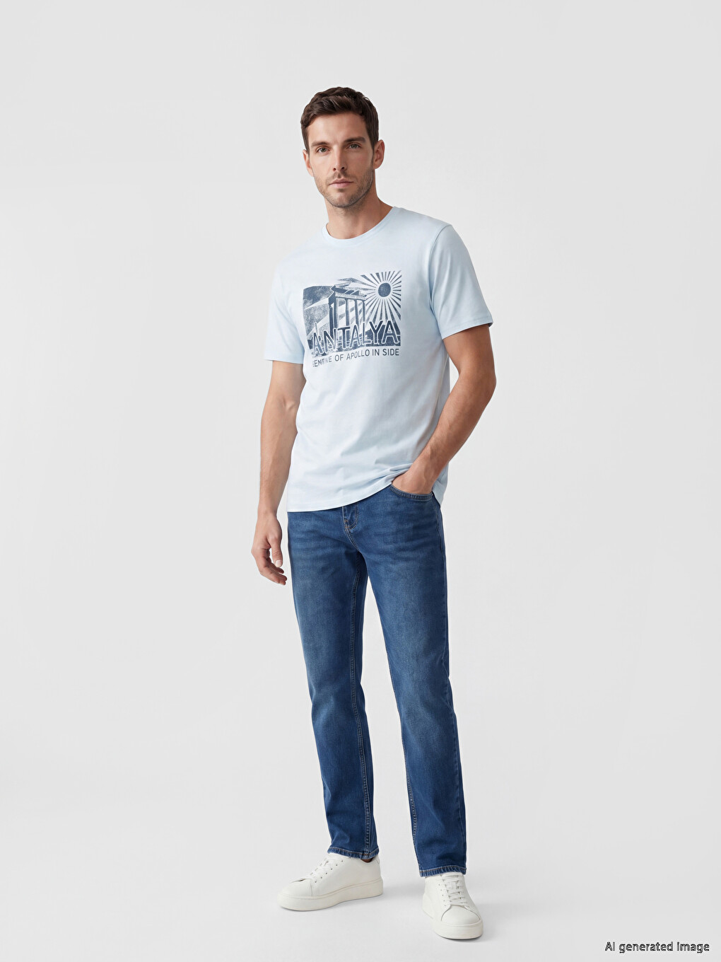 Crew Neck Antalya Printed Men's T-Shirt-1