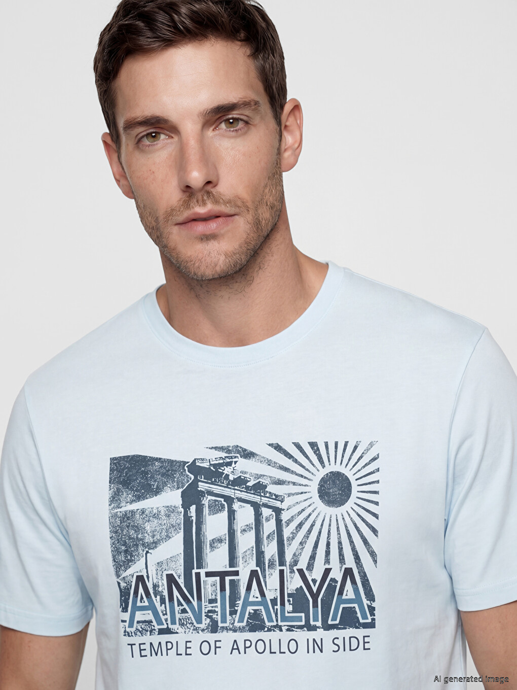 Crew Neck Antalya Printed Men's T-Shirt-2