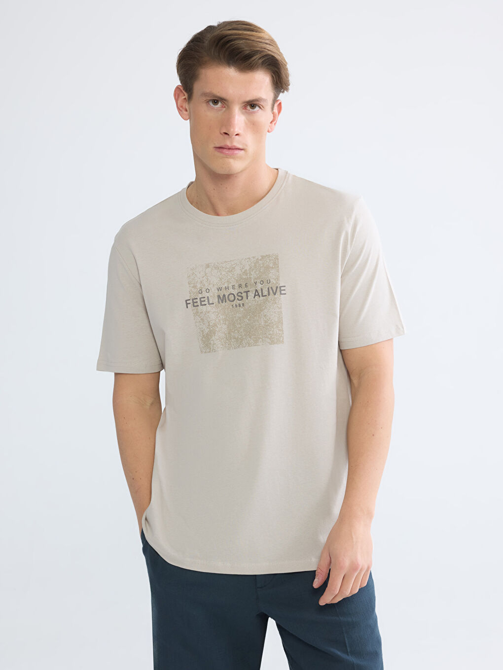 T-shirt à col rond imprimé pour homme