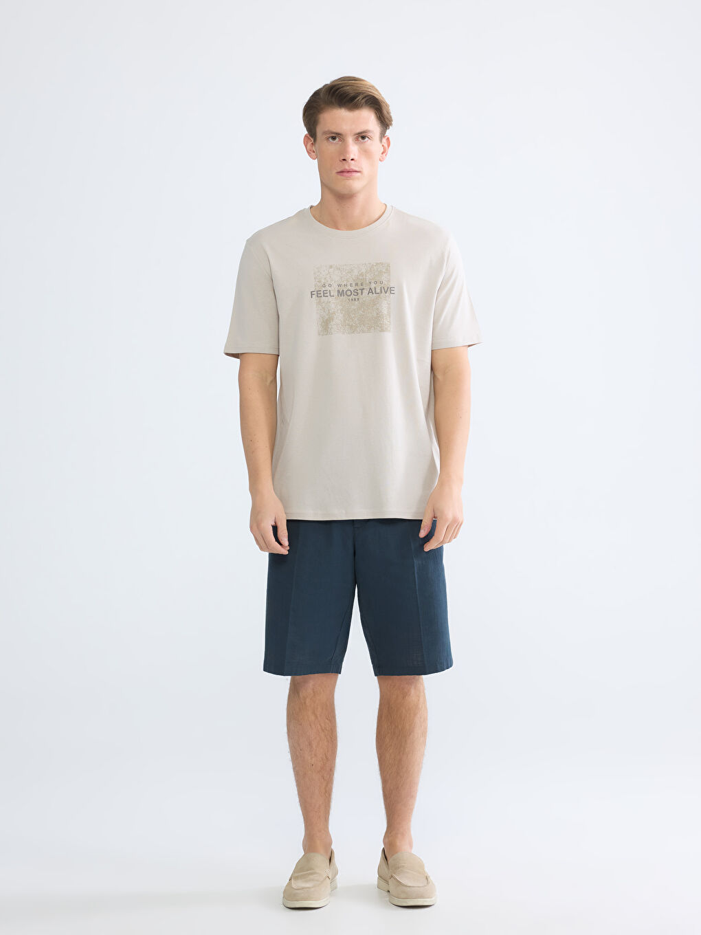 T-shirt à col rond imprimé pour homme-1