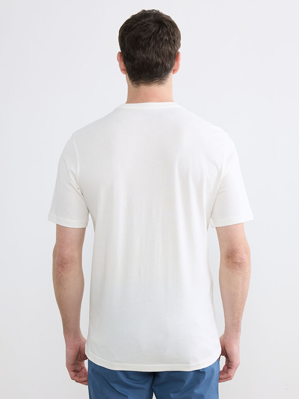 Ekru Bisiklet Yaka Antalya Baskılı Penye Erkek Tişört-3