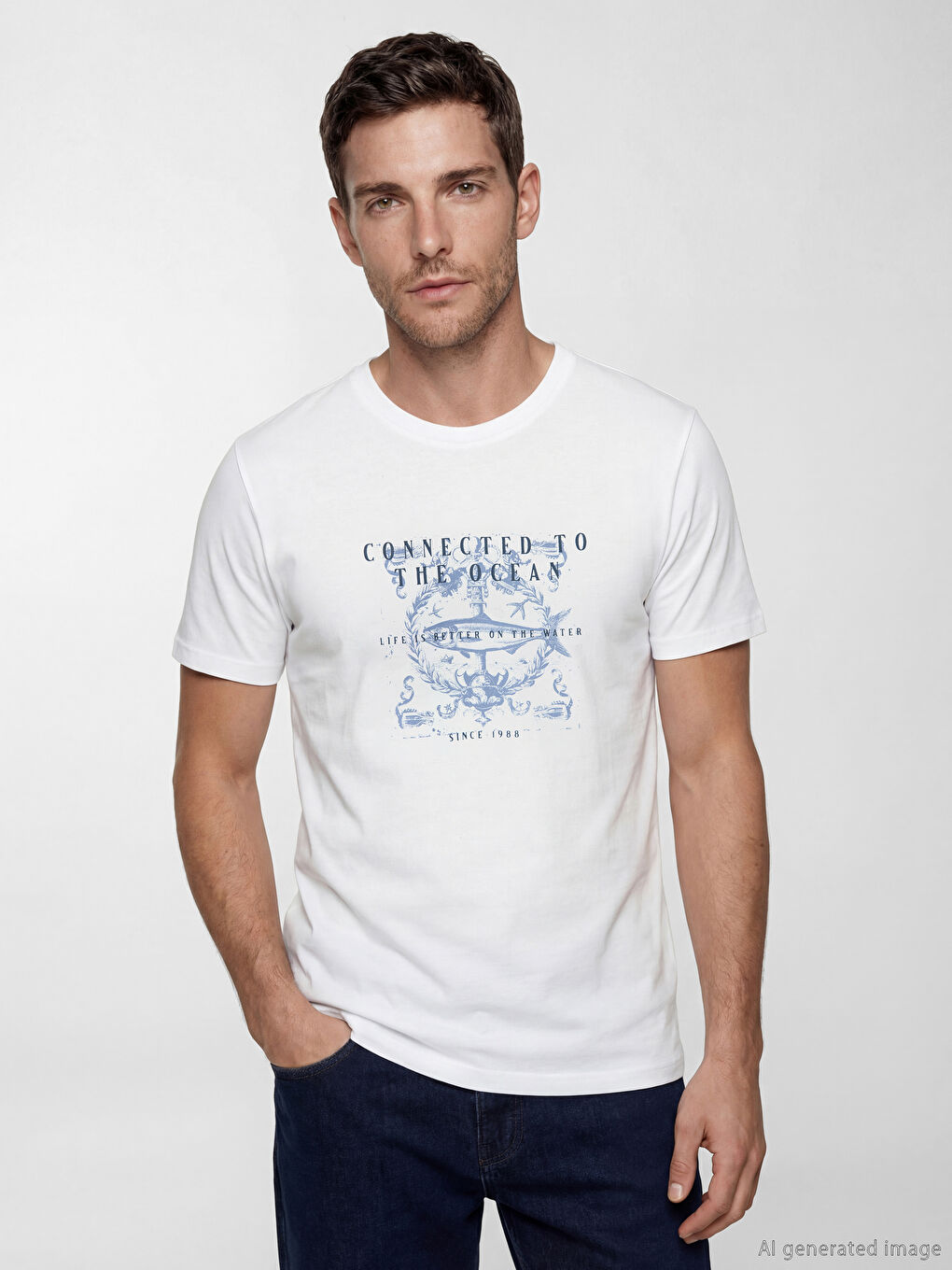 Crew Neck Printed Men's T-Shirt