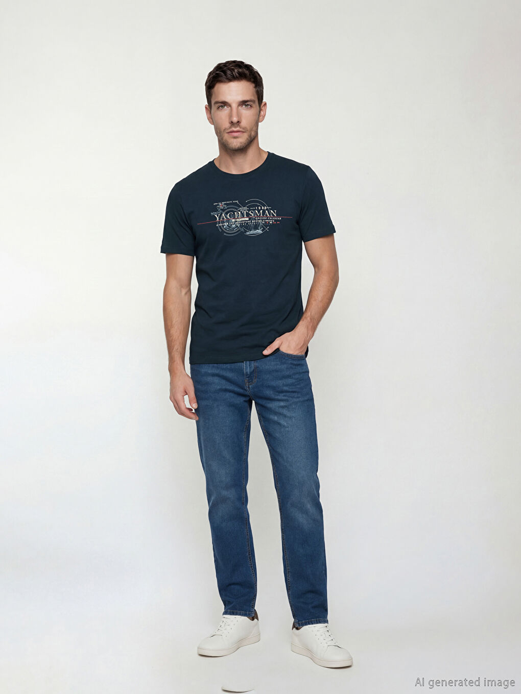 Άνδρας ΜΠΛΕ ΜΑΡΙΝ Μπλουζάκι-1