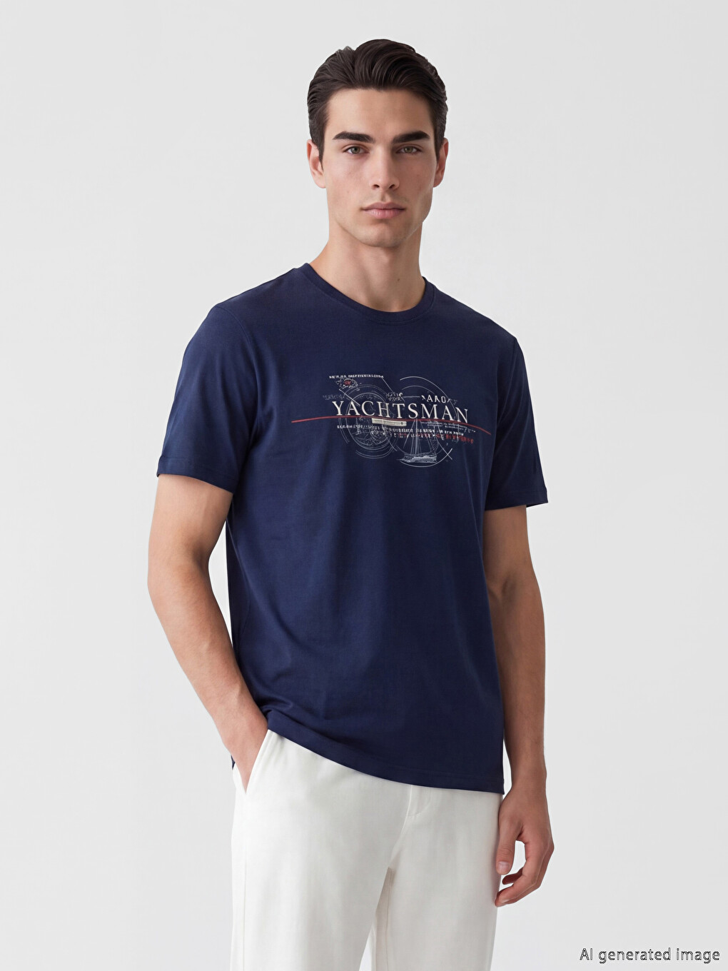 T-shirt I Stampuar Me Jakë Të Rrumbullakët Për Burra-1