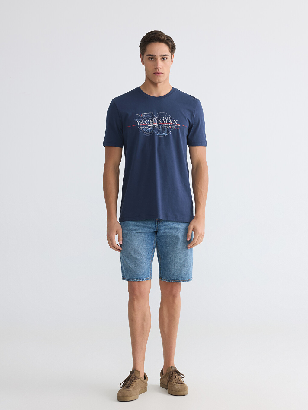 T-shirt I Stampuar Me Jakë Të Rrumbullakët Për Burra-3